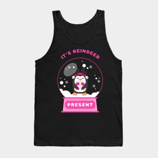 It Is Reindeer Present Penguin (Pink) Tank Top